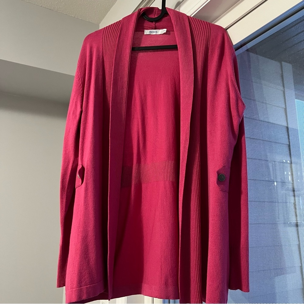 Ricky's pink cardigan, office wear, warm.and cozy, spring color, Medium, NWOT